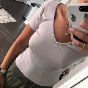 Lavendar fitted tee.